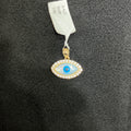 Evil Eye Protection 10k Gold Charm Unisex with Cubic Zirconia