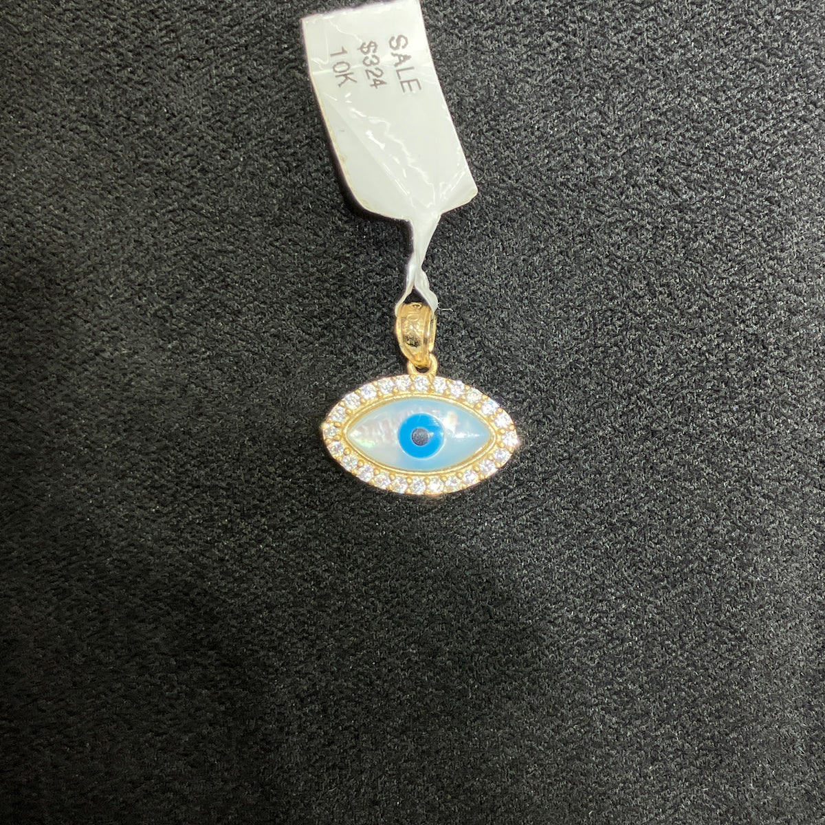 Evil Eye Protection 10k Gold Charm Unisex with Cubic Zirconia
