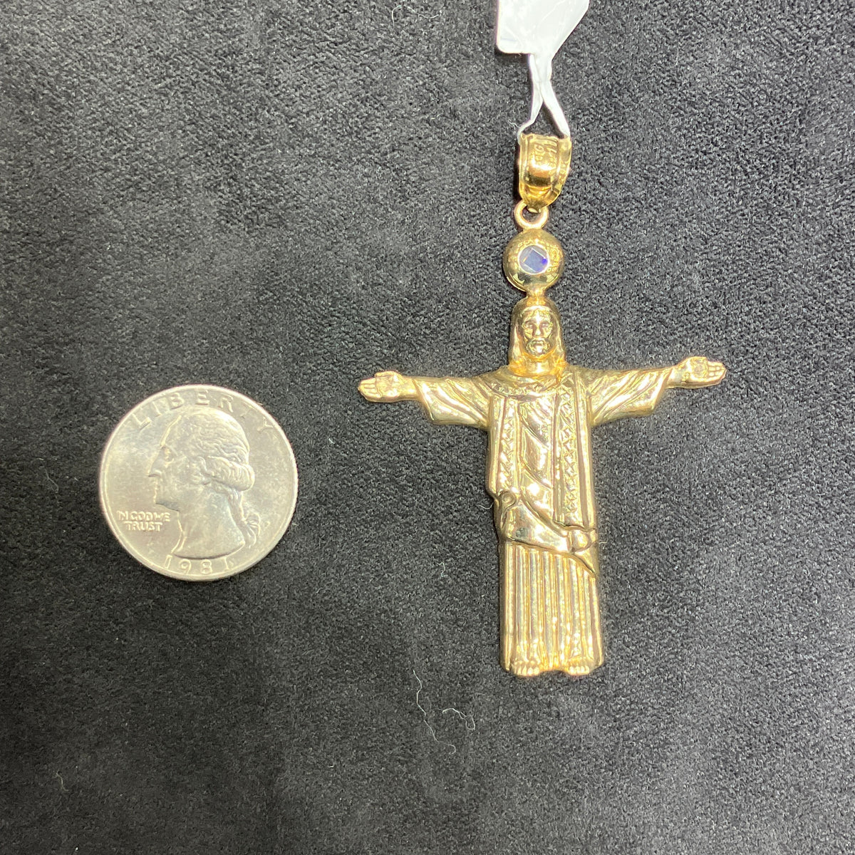 Full Body Jesus Standing Cross 10k Gold Cross Charm Pendant Unisex