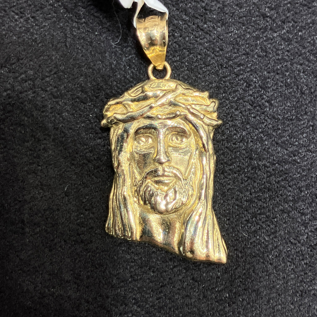 Medium Size Jesus Head Charm 10k Yellow Gold Unisex