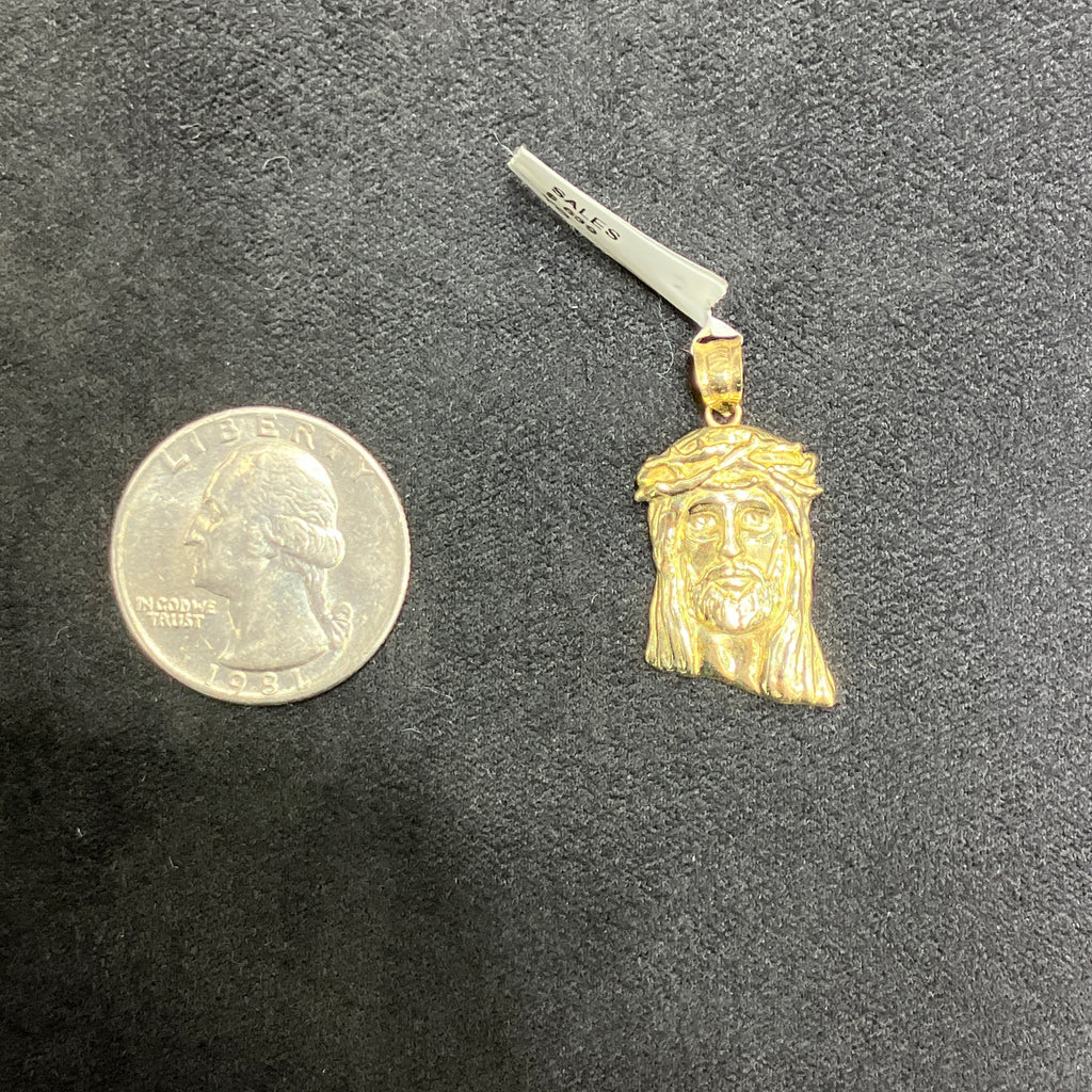 Medium Size Jesus Head Charm 10k Yellow Gold Unisex
