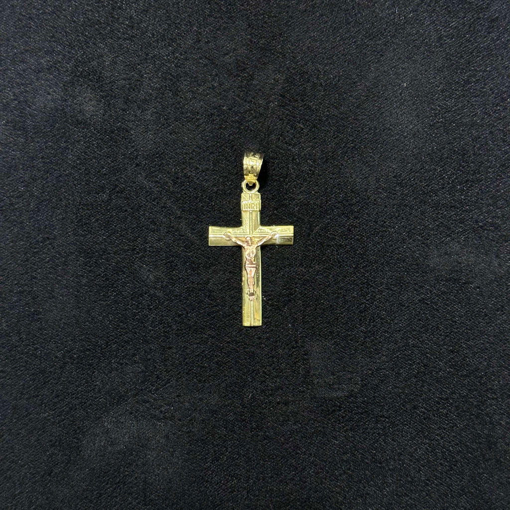 10k Solid Gold Crucifix Cross Charm For Men & Women Rose Gold + Yellow Gold