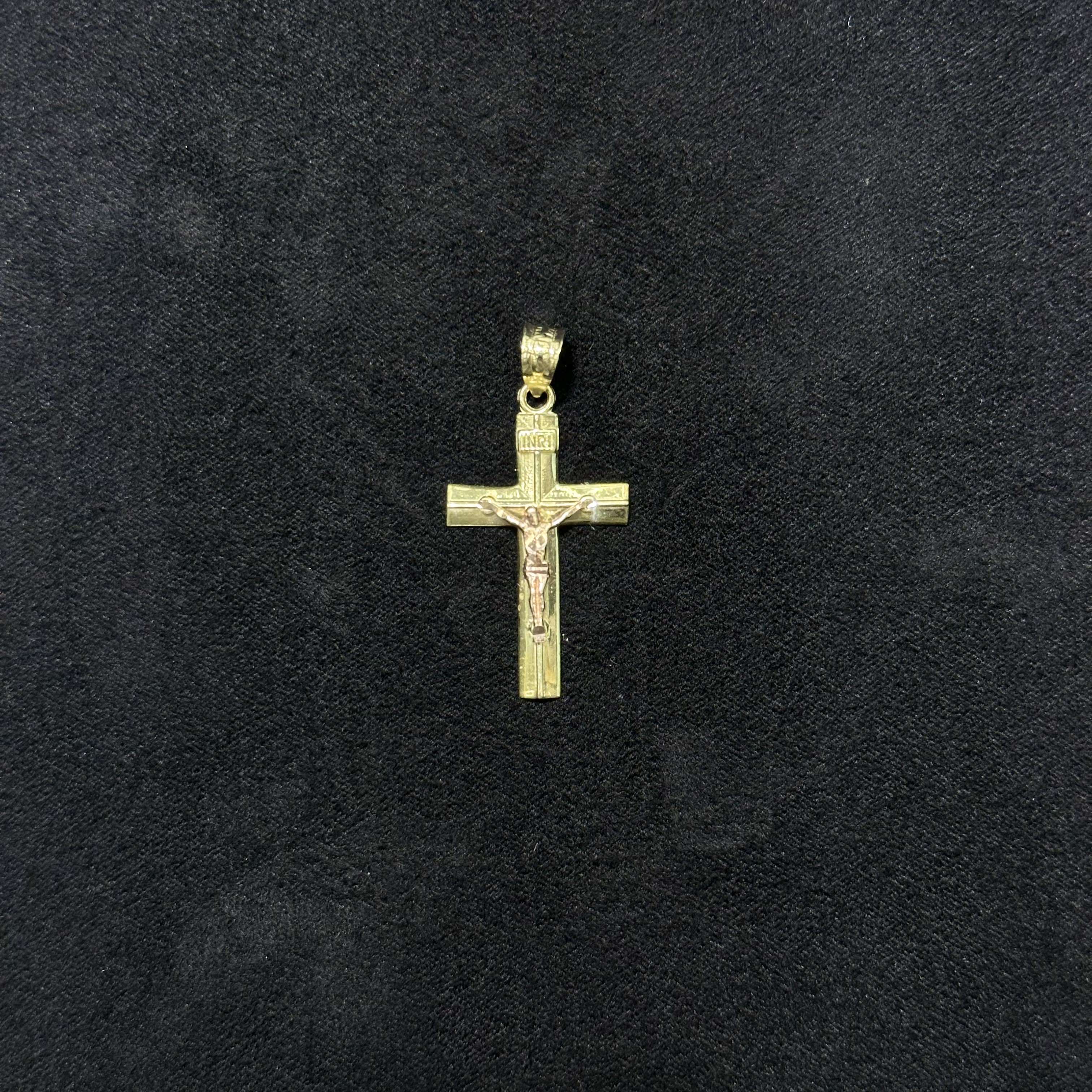 10k Solid Gold Crucifix Cross Charm For Men & Women Rose Gold + Yellow Gold