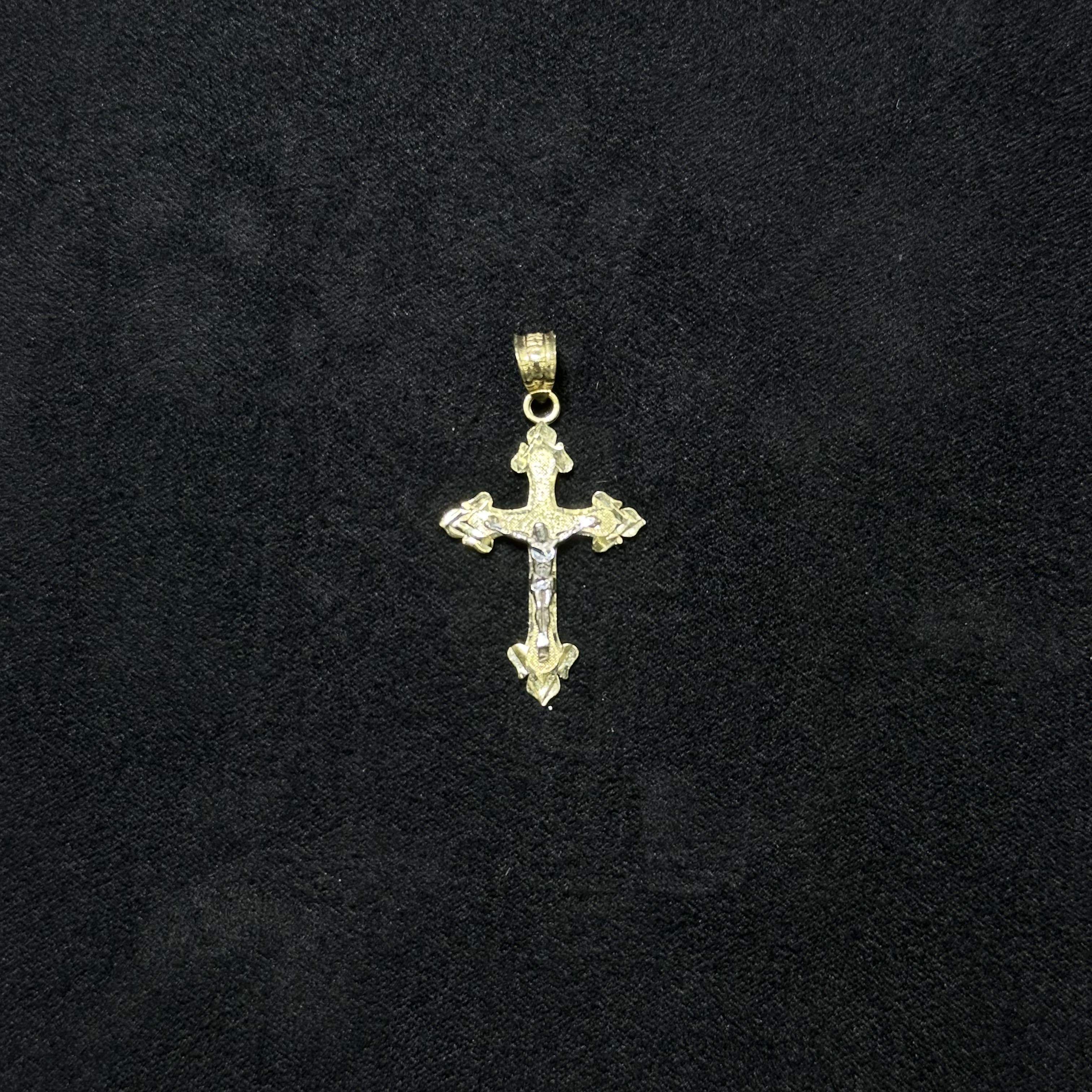 10k Two-Toned Gold Classic Crucifix Cross Charm Pendant