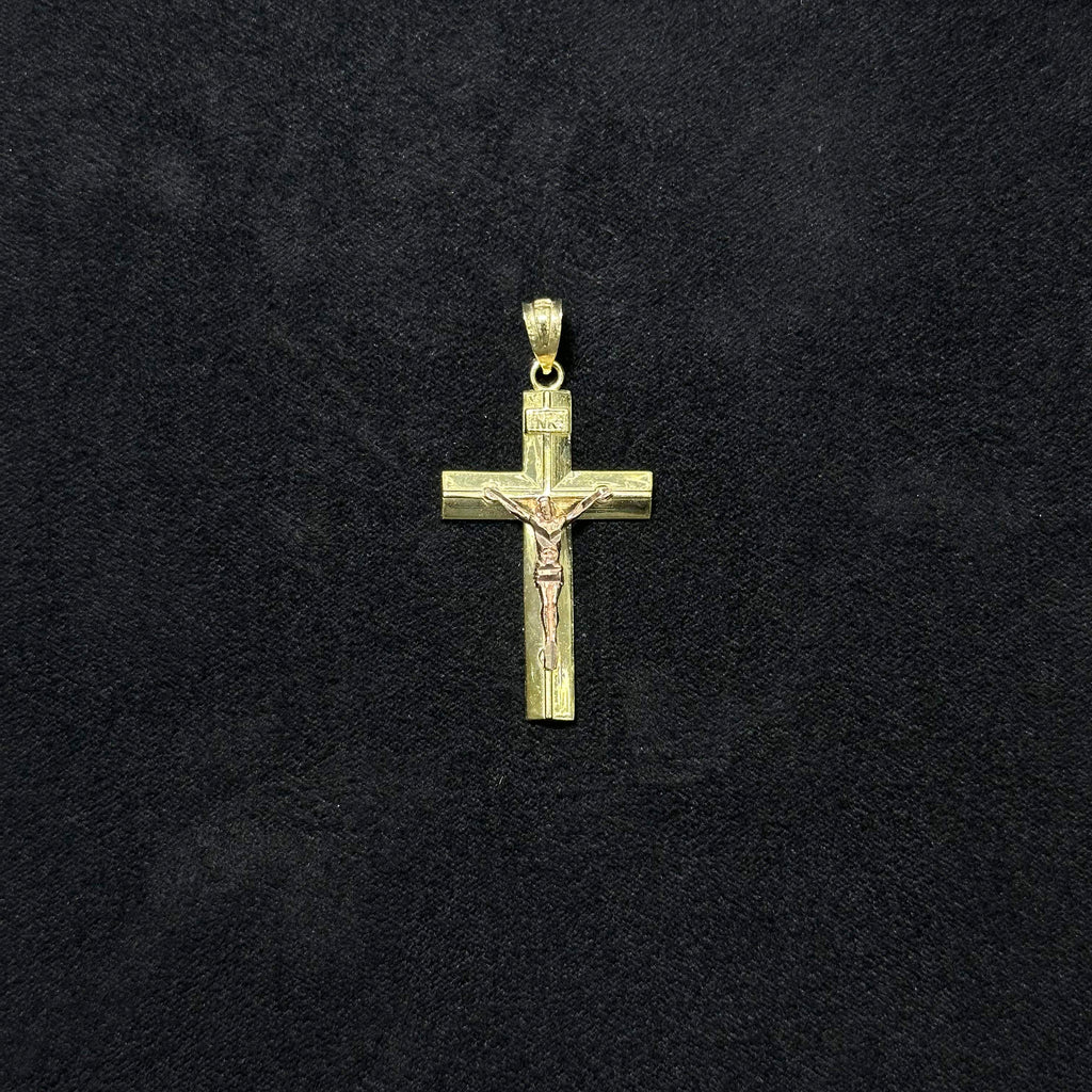 Medium 10kt Cross Charm with Rose Gold Jesus For Men & Women Crucifix