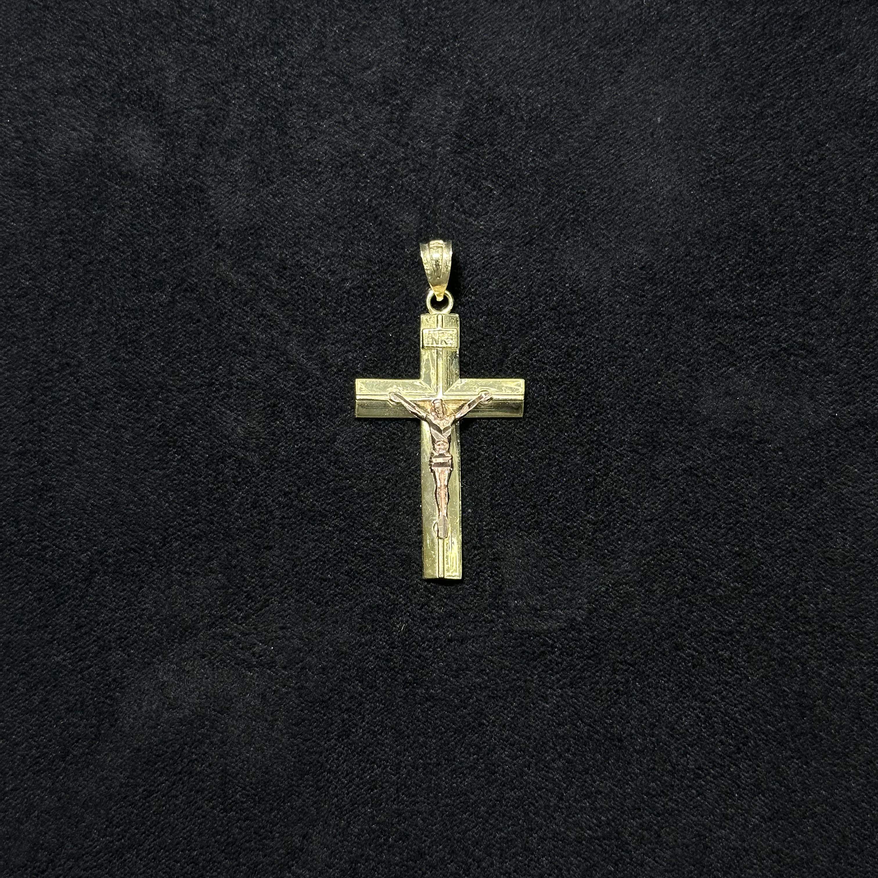 Medium 10kt Cross Charm with Rose Gold Jesus For Men & Women Crucifix