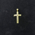 10K Yellow Gold Diamond-Cut Cross Charm, Medium and Small