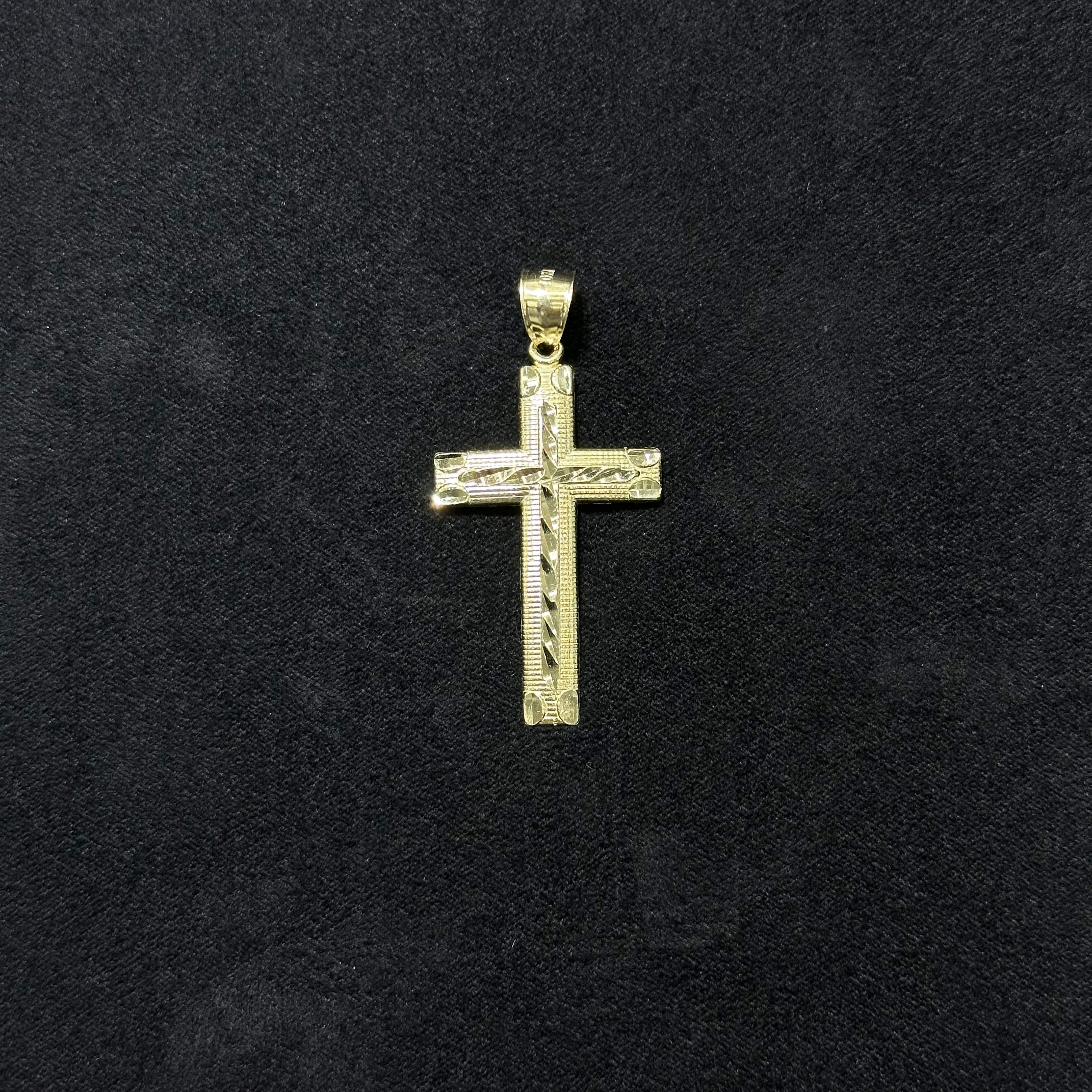 10k Diamond Cut Cross Charm Medium & Small Size for Men & Women