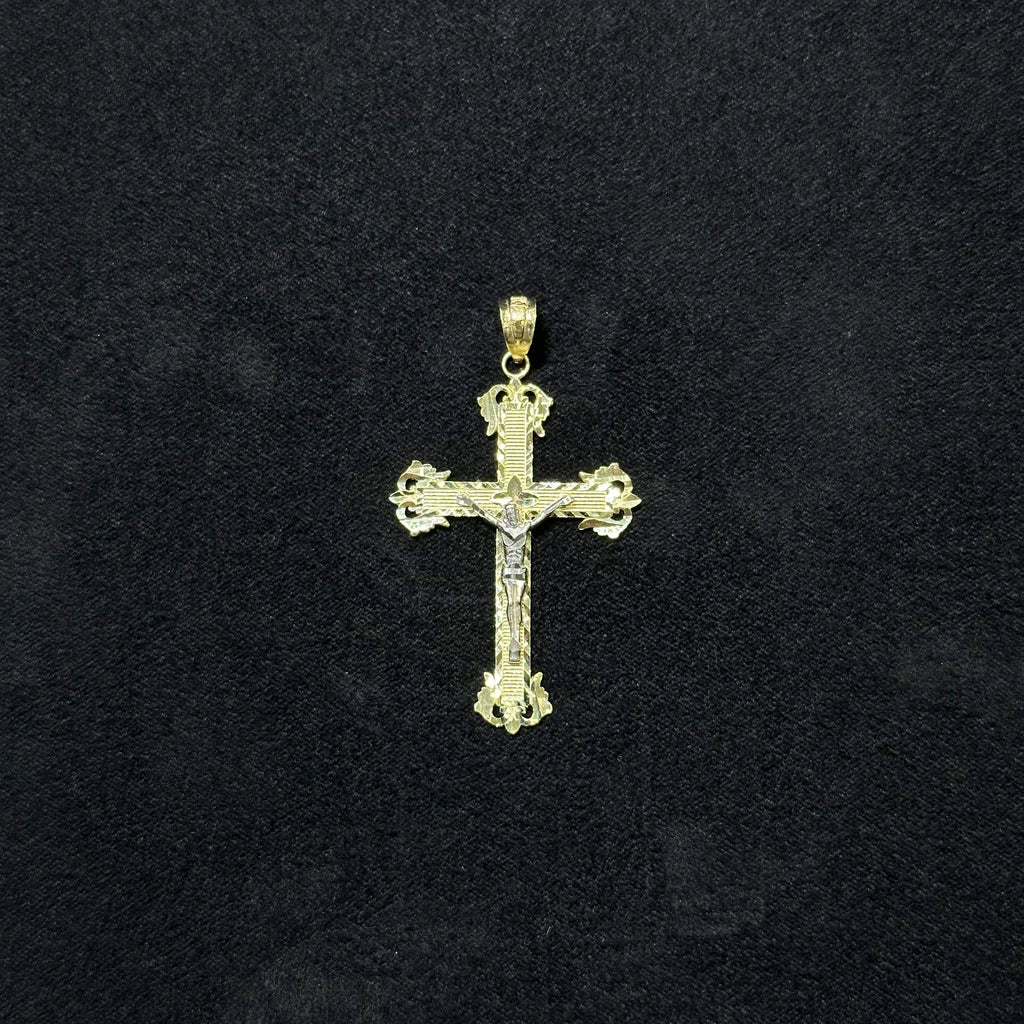 10k Two-Tone Gold Jesus Crucifix Cross Pendant