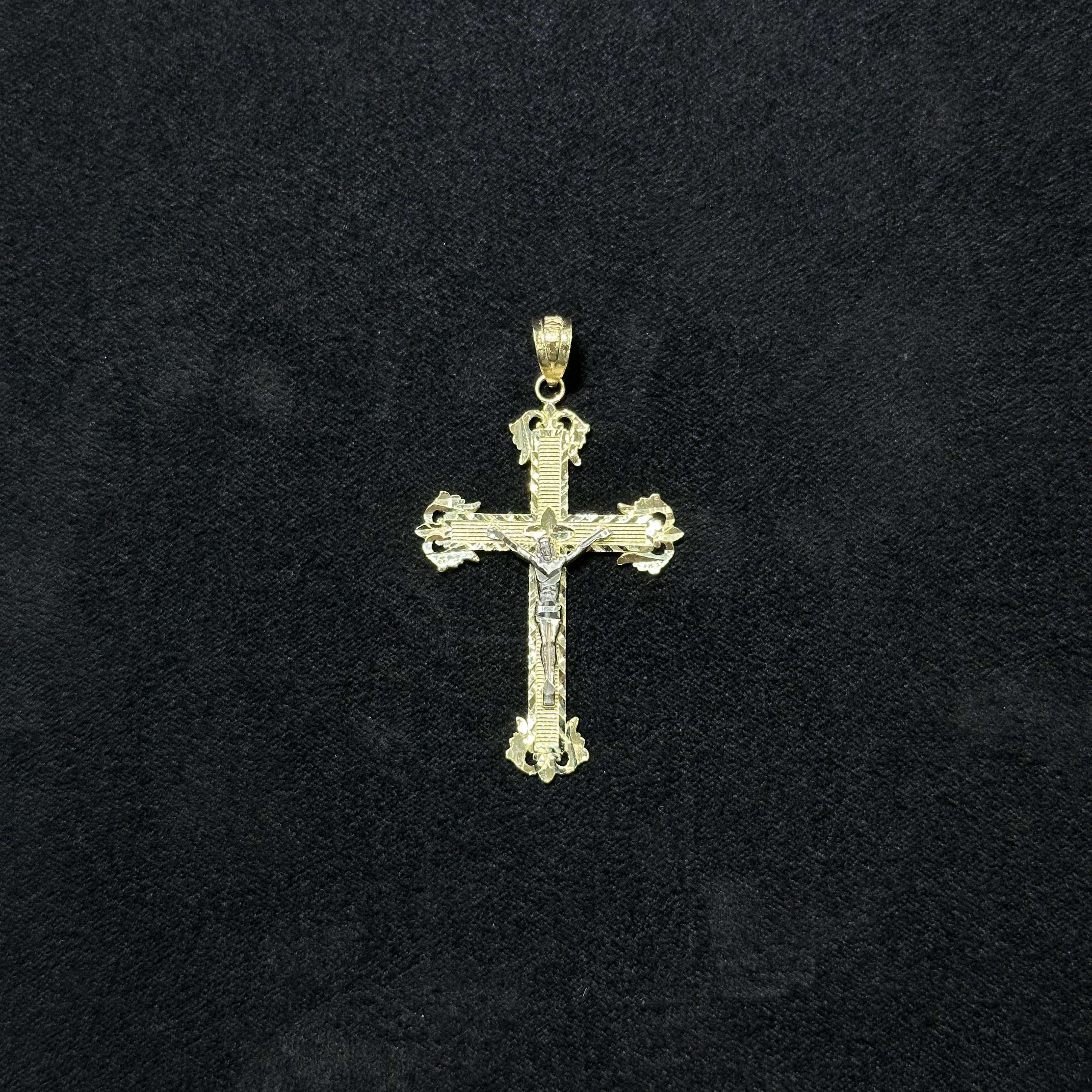 10k Two-Tone Gold Jesus Crucifix Cross Pendant