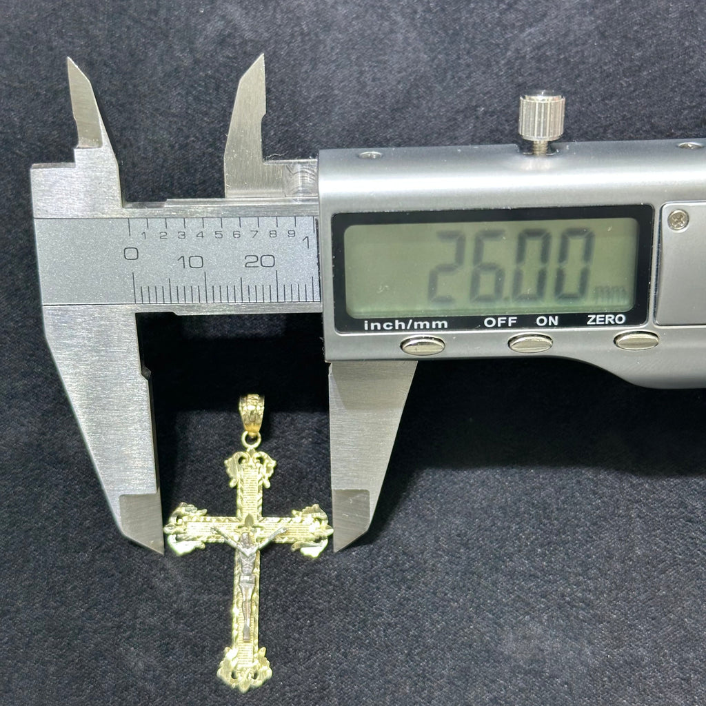 10k Two-Tone Gold Jesus Crucifix Cross Pendant