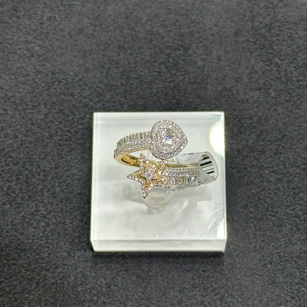 10KT 0.78CTW Natural Diamond Ring Heart and Star Shaped