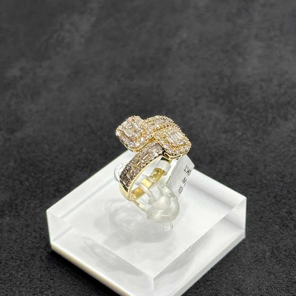 0.83CTW Natural Diamond With 10K Yellow Gold Diamond Ring for Women