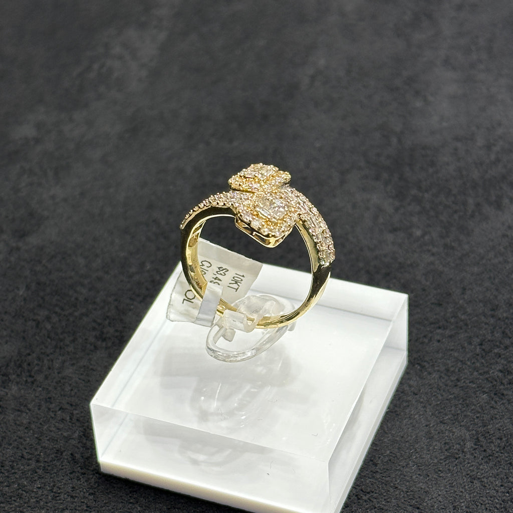 0.83CTW Natural Diamond With 10K Yellow Gold Diamond Ring for Women