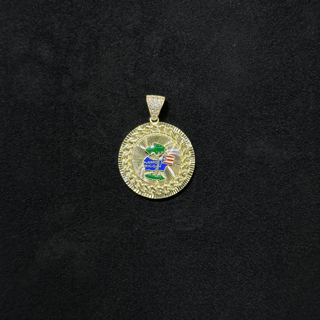 10K Solid Yellow Gold Puerto Rico Gold Charm Pendant