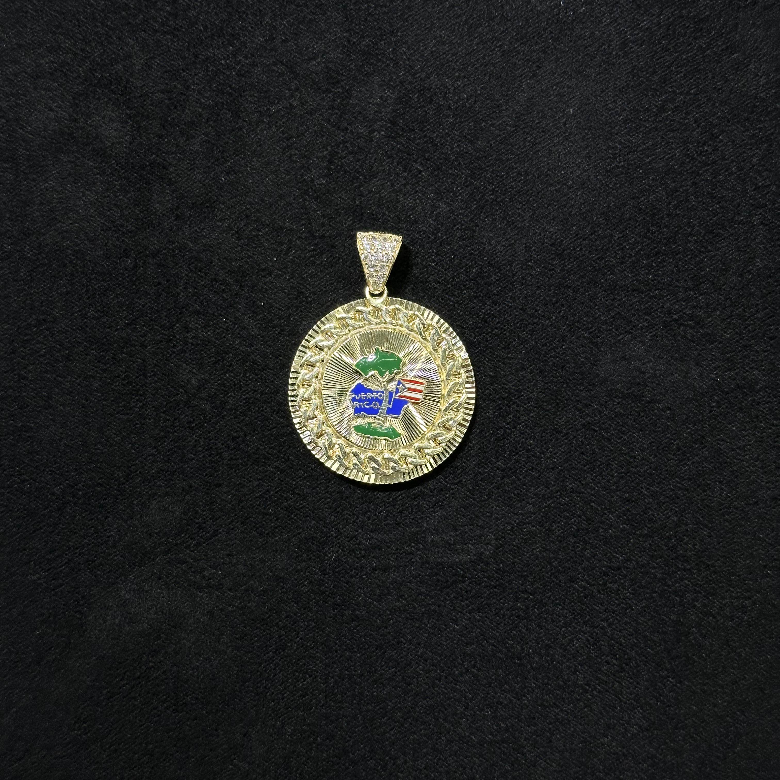 10K Solid Yellow Gold Puerto Rico Gold Charm Pendant