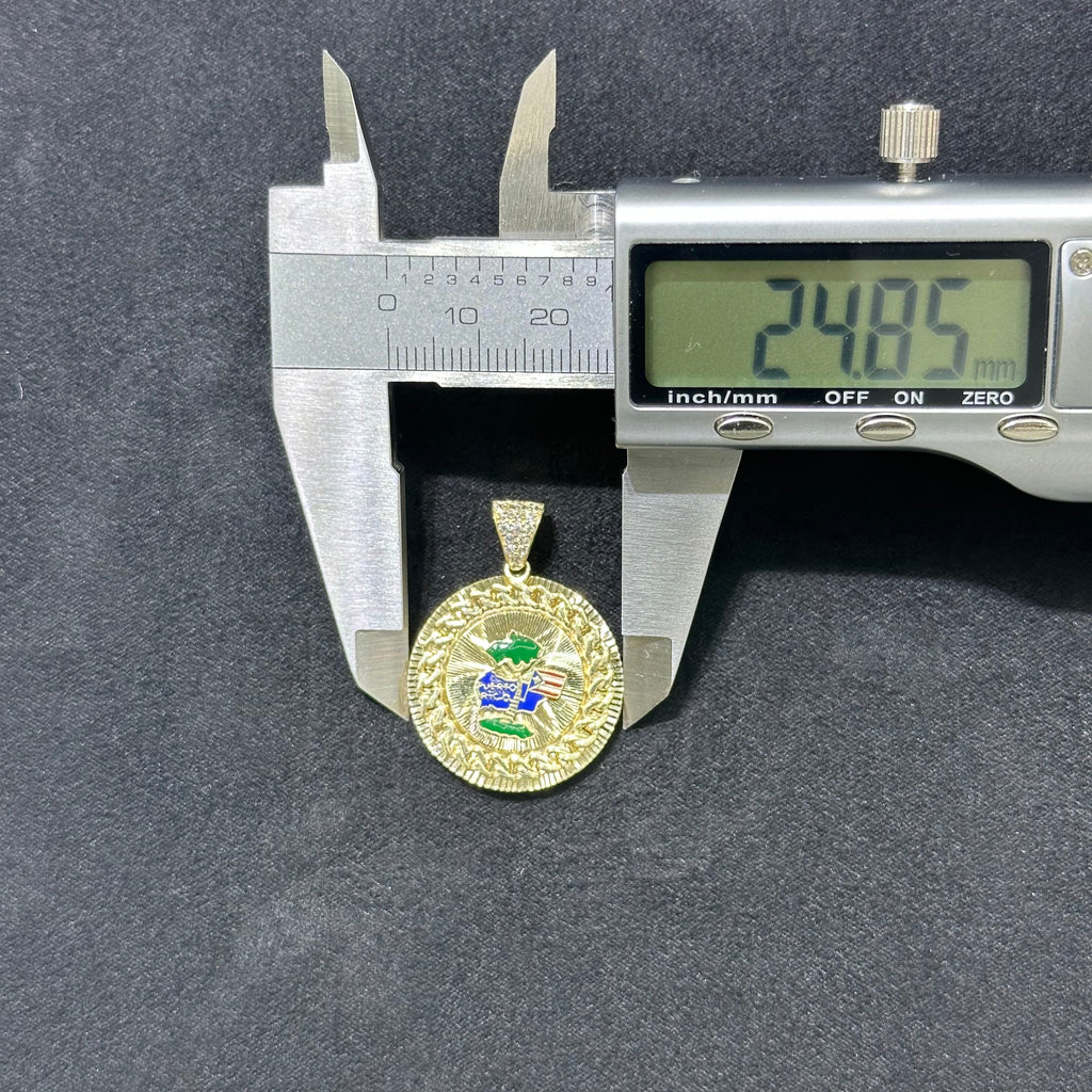10K Solid Yellow Gold Puerto Rico Gold Charm Pendant
