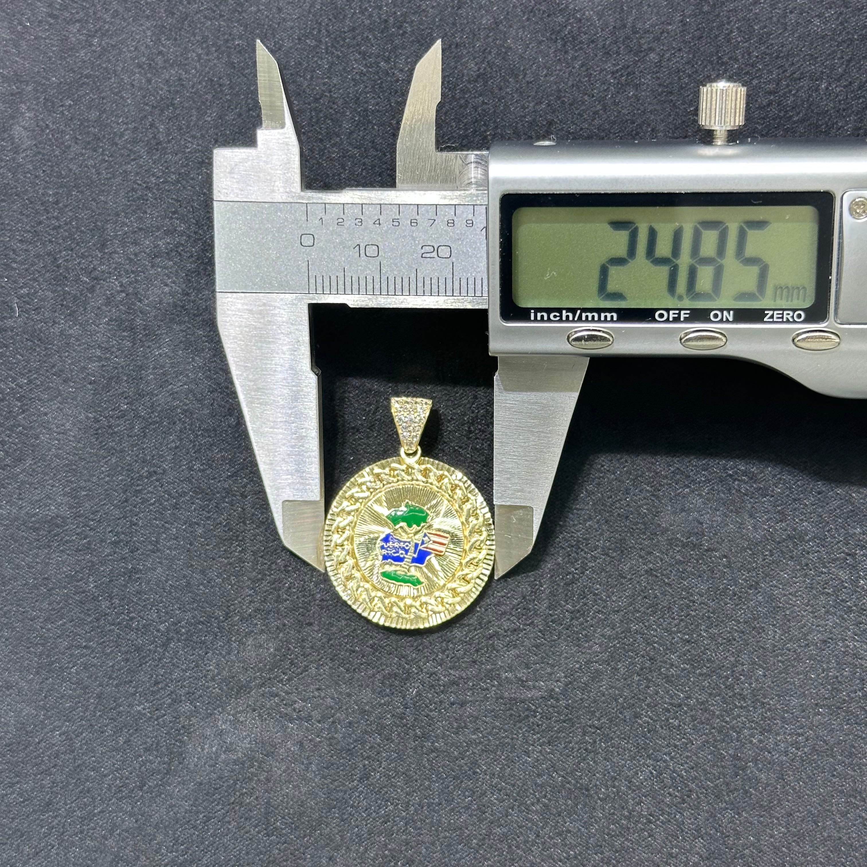 10K Solid Yellow Gold Puerto Rico Gold Charm Pendant