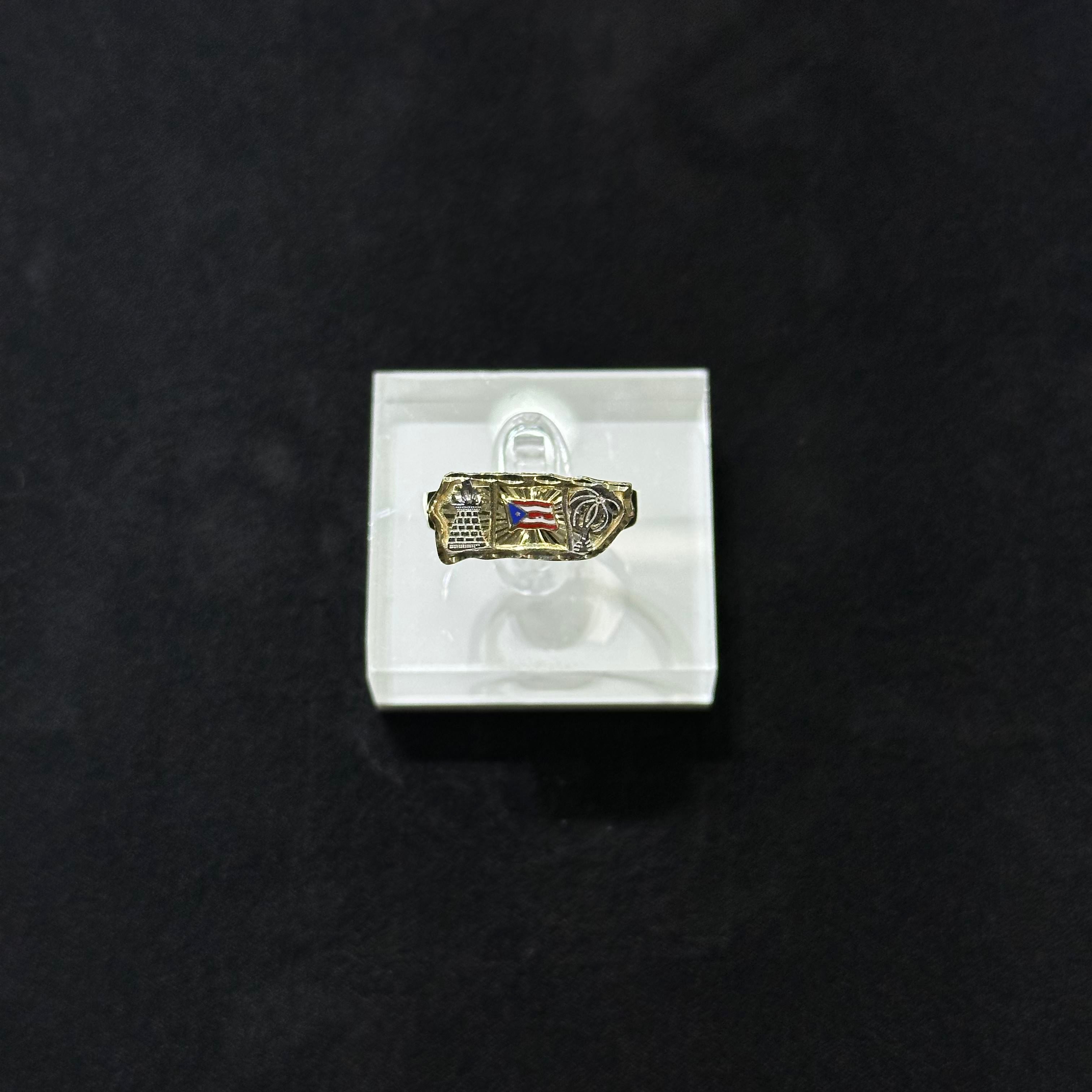10K Yellow Gold - Puerto Rico Flag Nugget Ring