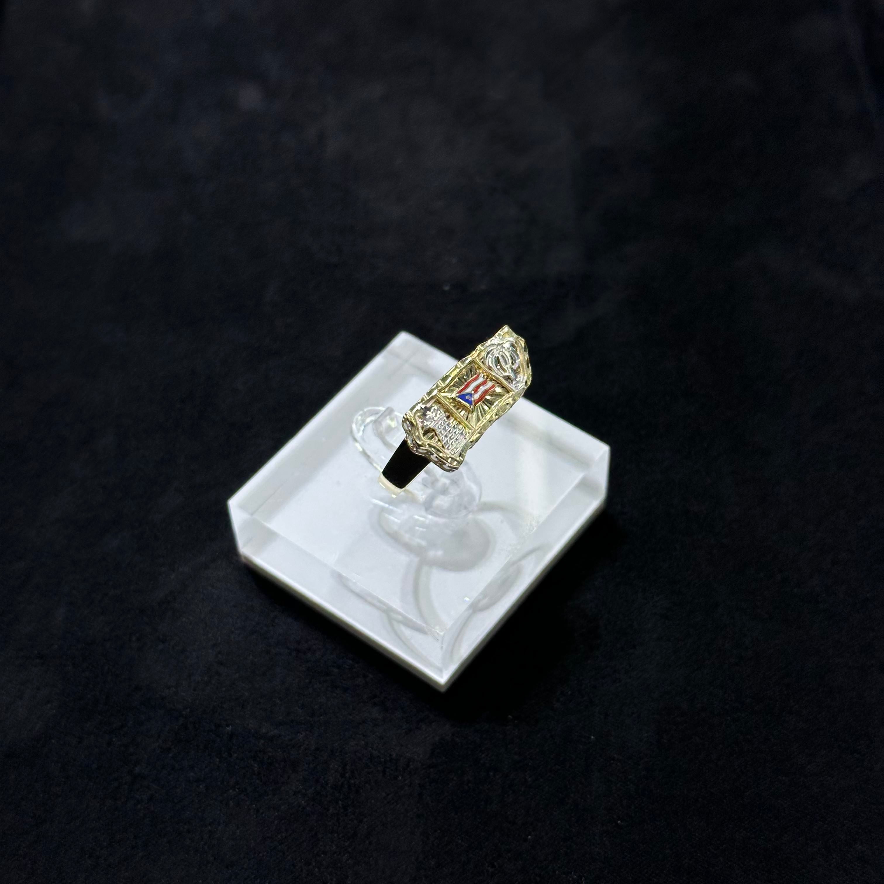 10K Yellow Gold - Puerto Rico Flag Nugget Ring