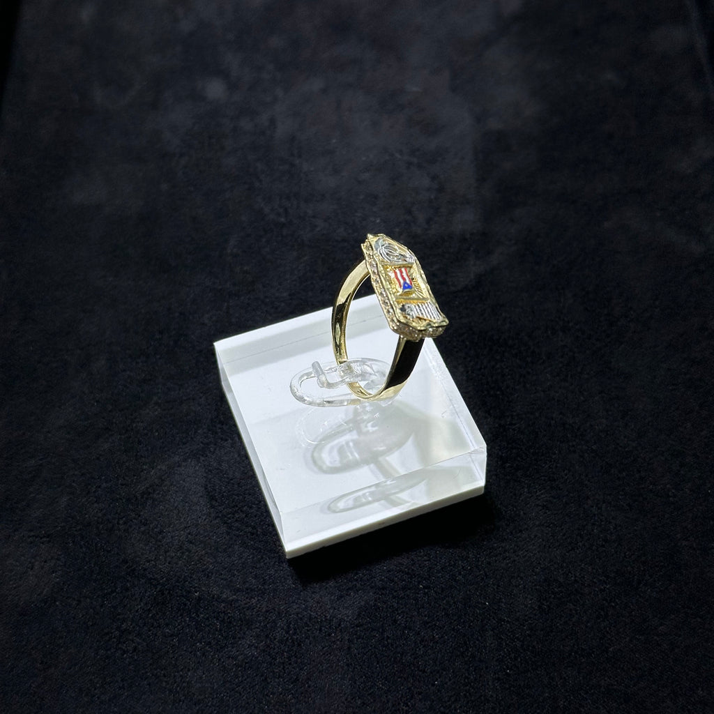 10K Yellow Gold - Puerto Rico Flag Nugget Ring