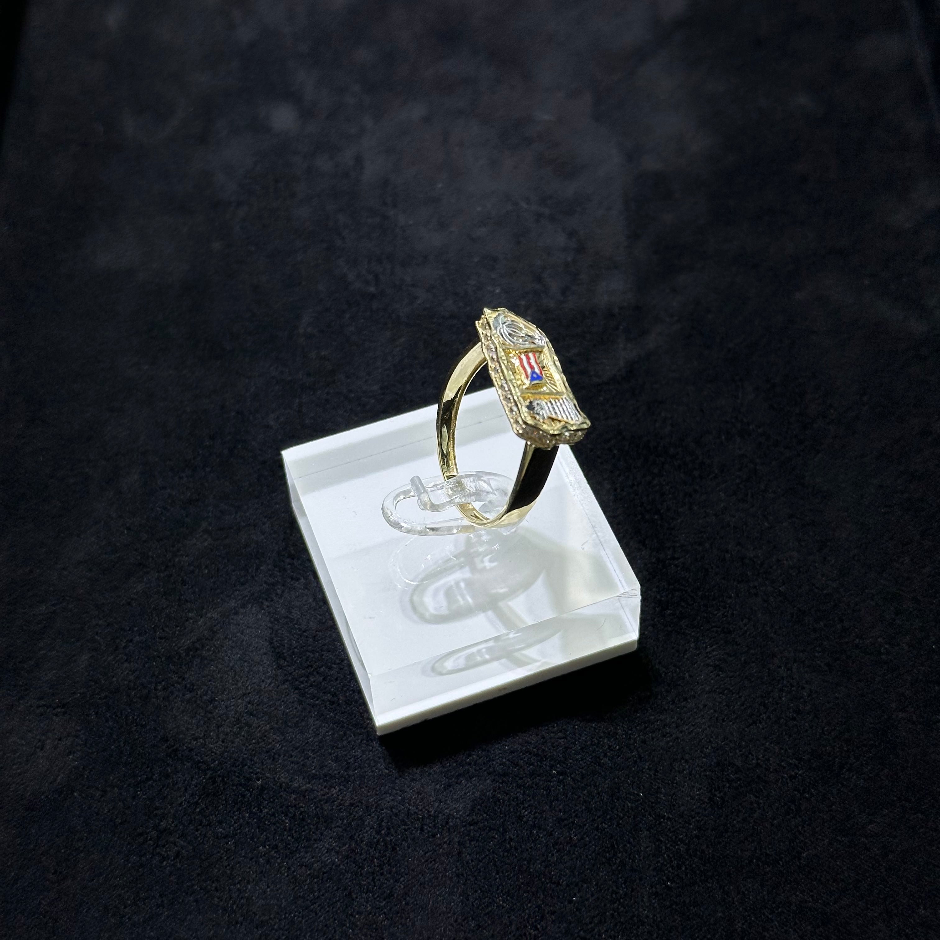 10K Yellow Gold - Puerto Rico Flag Nugget Ring