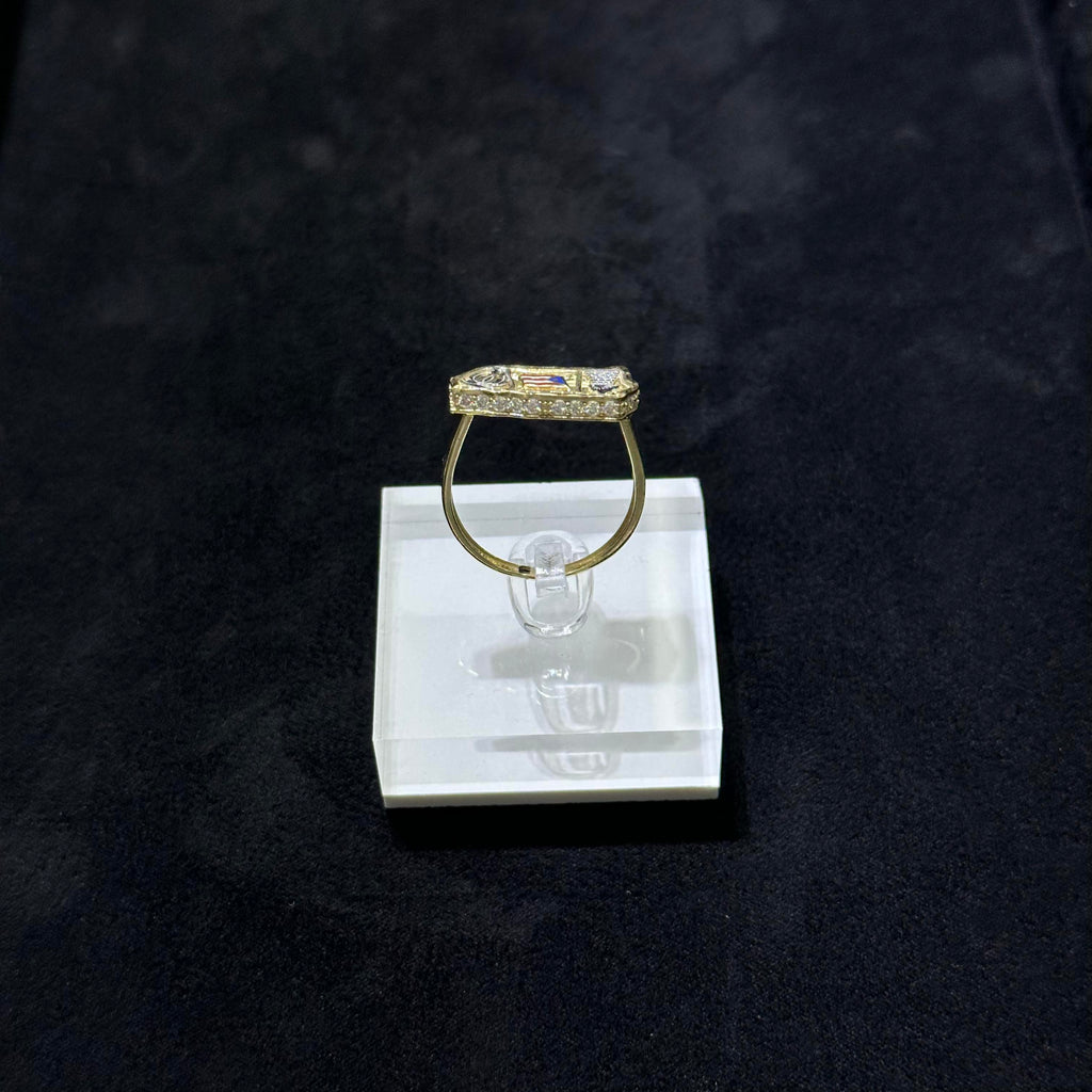 10K Yellow Gold - Puerto Rico Flag Nugget Ring