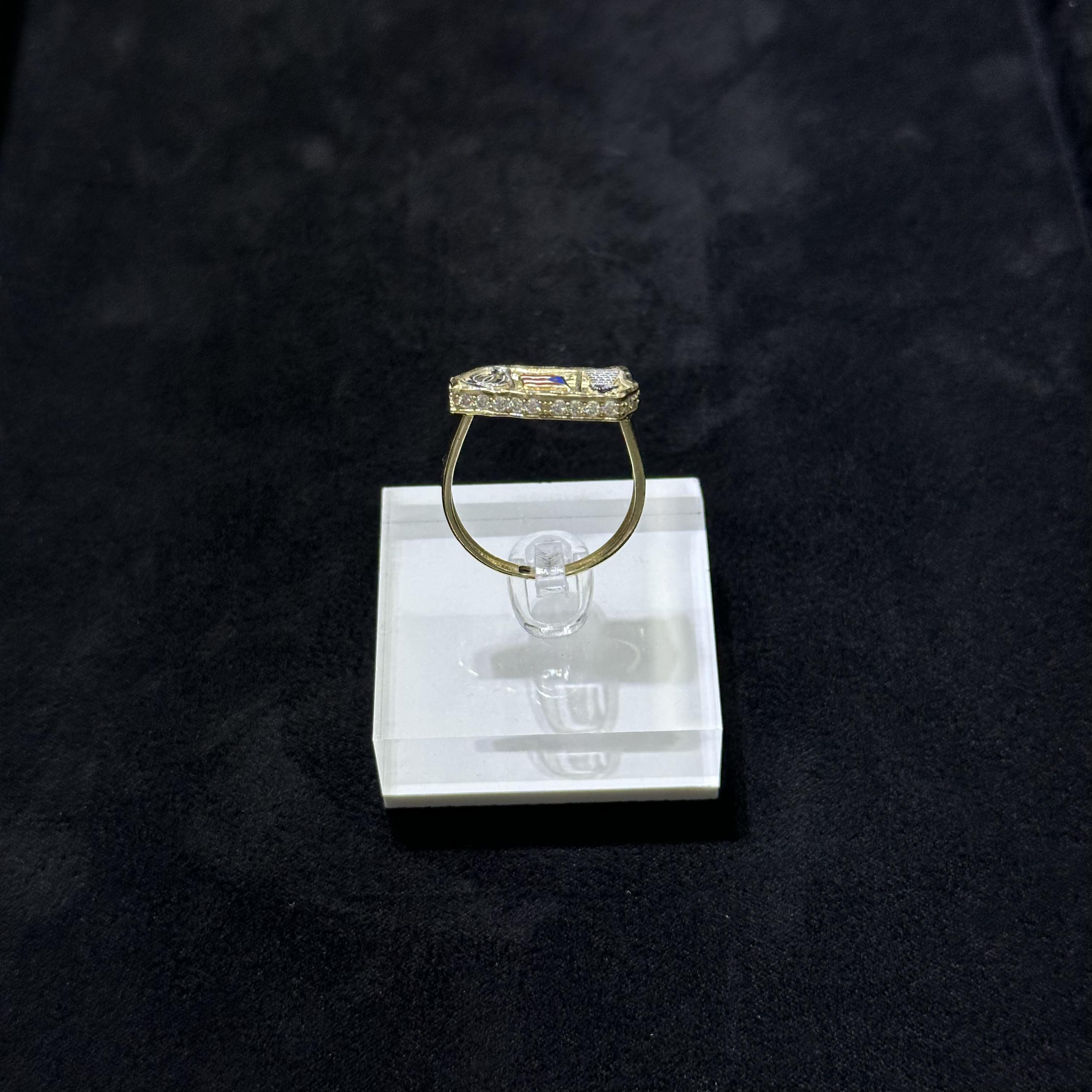 10K Yellow Gold - Puerto Rico Flag Nugget Ring