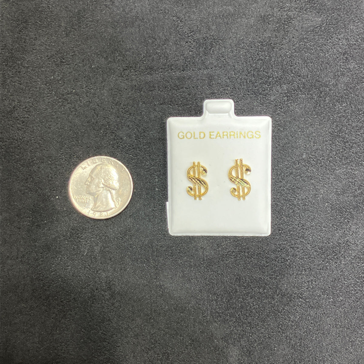10K Yellow Gold Dollar Sign Stud Earrings