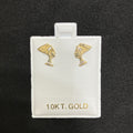 10K Gold Nefertiti Stud Earrings with Simulated CZ
