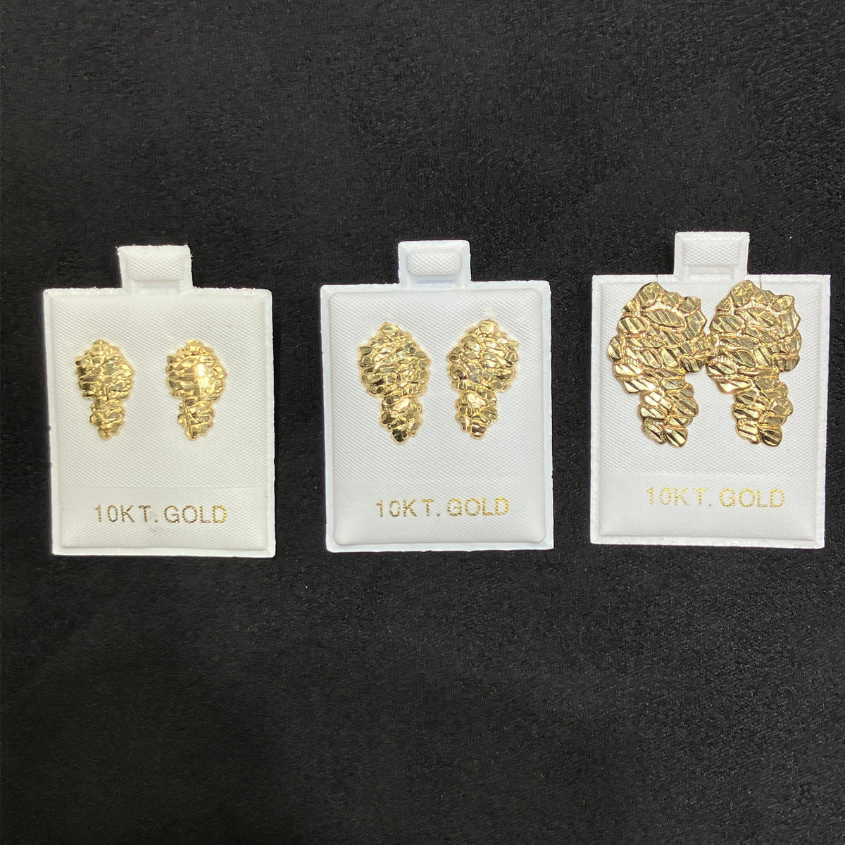 10K Yellow Gold Nugget Stud Earrings, Medium to X-Large