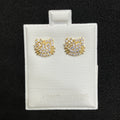 10K Yellow Gold CZ Cat Character Stud Earrings for Women