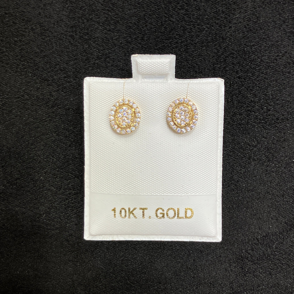 10K Yellow Gold Oval CZ Prong-Set Stud Earrings