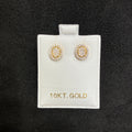 10K Yellow Gold Oval CZ Prong-Set Stud Earrings