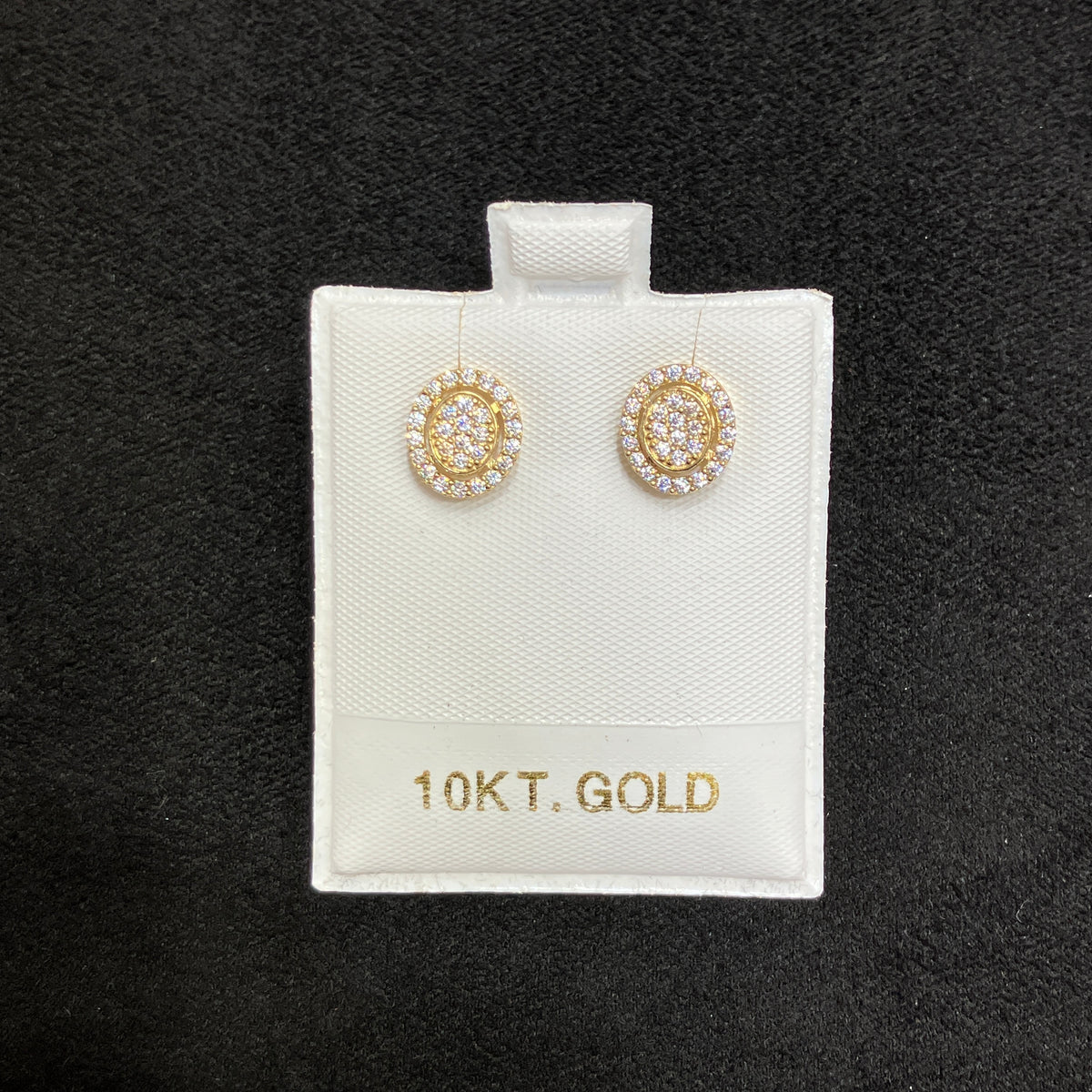 10K Yellow Gold Oval CZ Prong-Set Stud Earrings