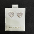 10K Gold Heart-Shaped CZ Stud Earrings
