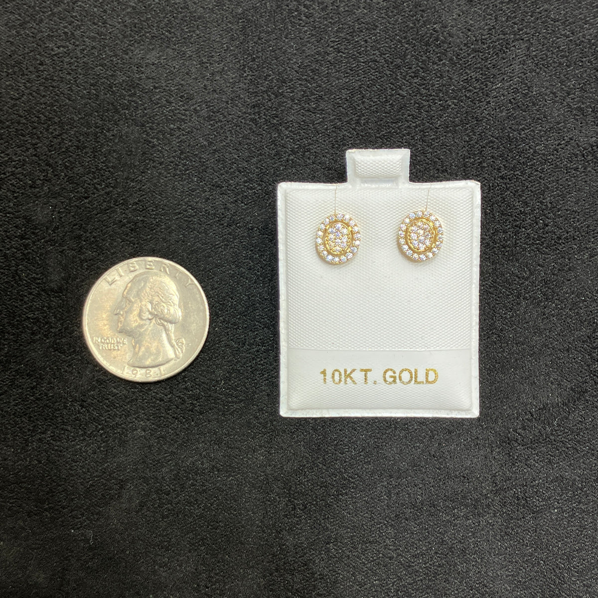 10K Yellow Gold Oval CZ Prong-Set Stud Earrings