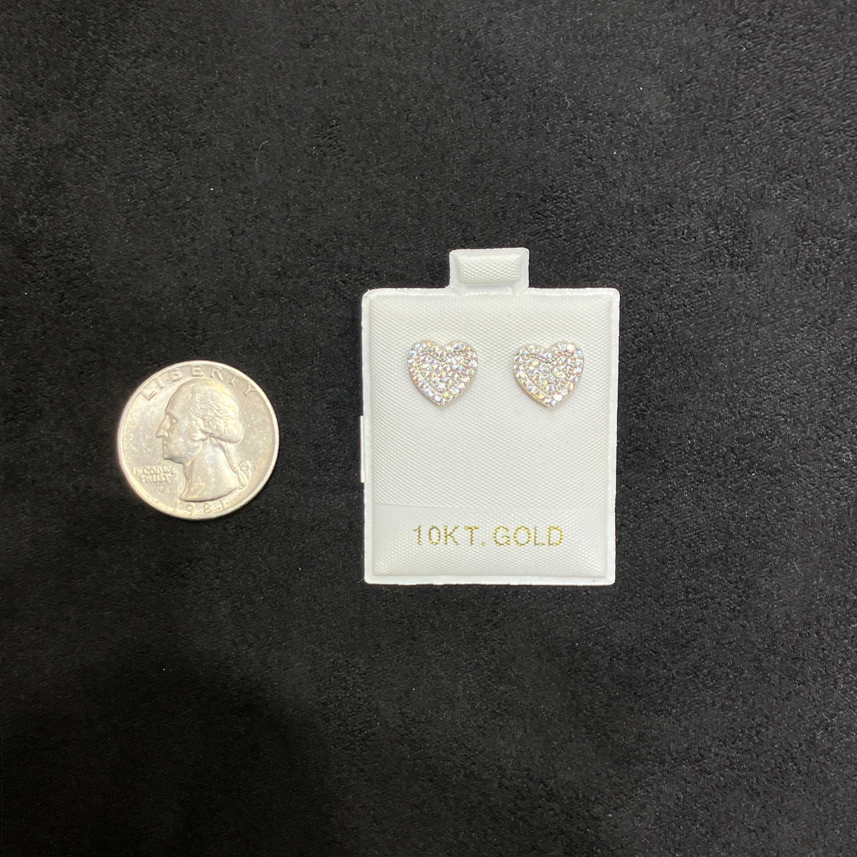 10K Gold Heart-Shaped CZ Stud Earrings