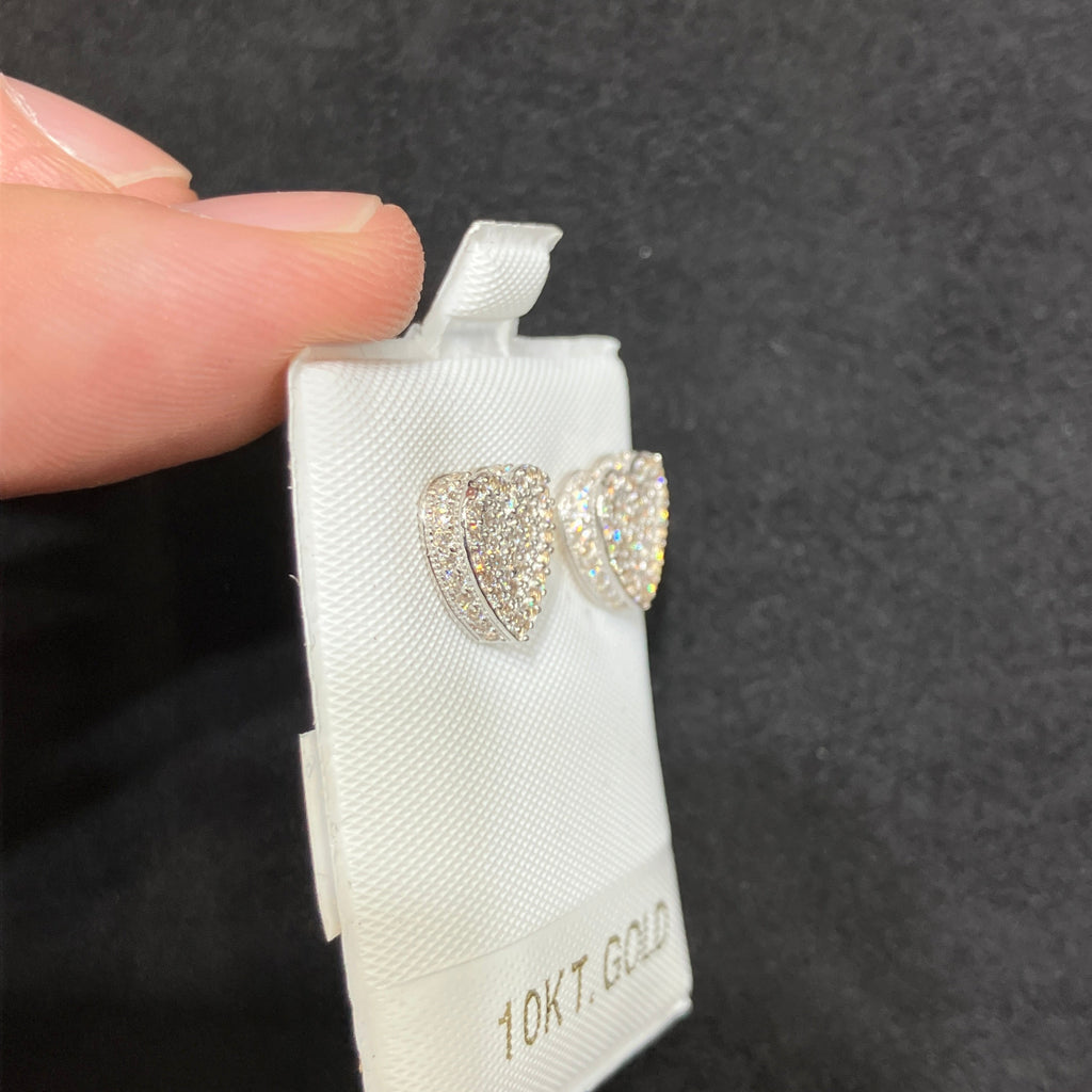 10K Gold Heart-Shaped CZ Stud Earrings