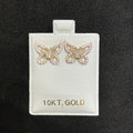 10K Yellow Gold Butterfly CZ Stud Earring Set