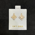10K Yellow Gold Square CZ Stud Earring Set