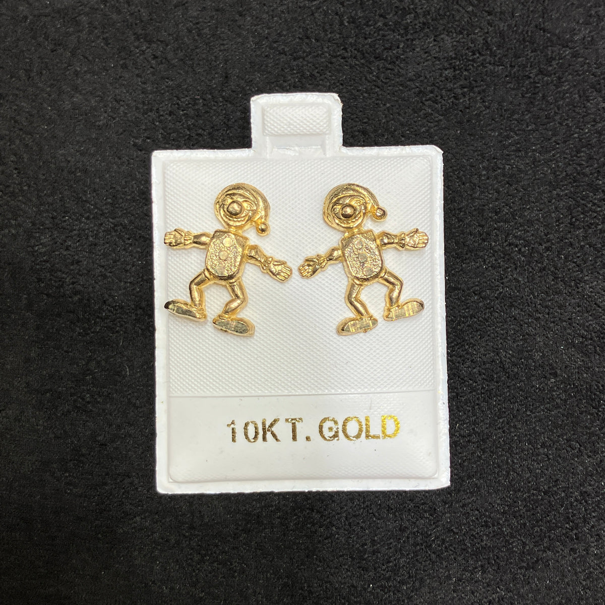 10K Yellow Gold Playing Card Character Stud Earring Set