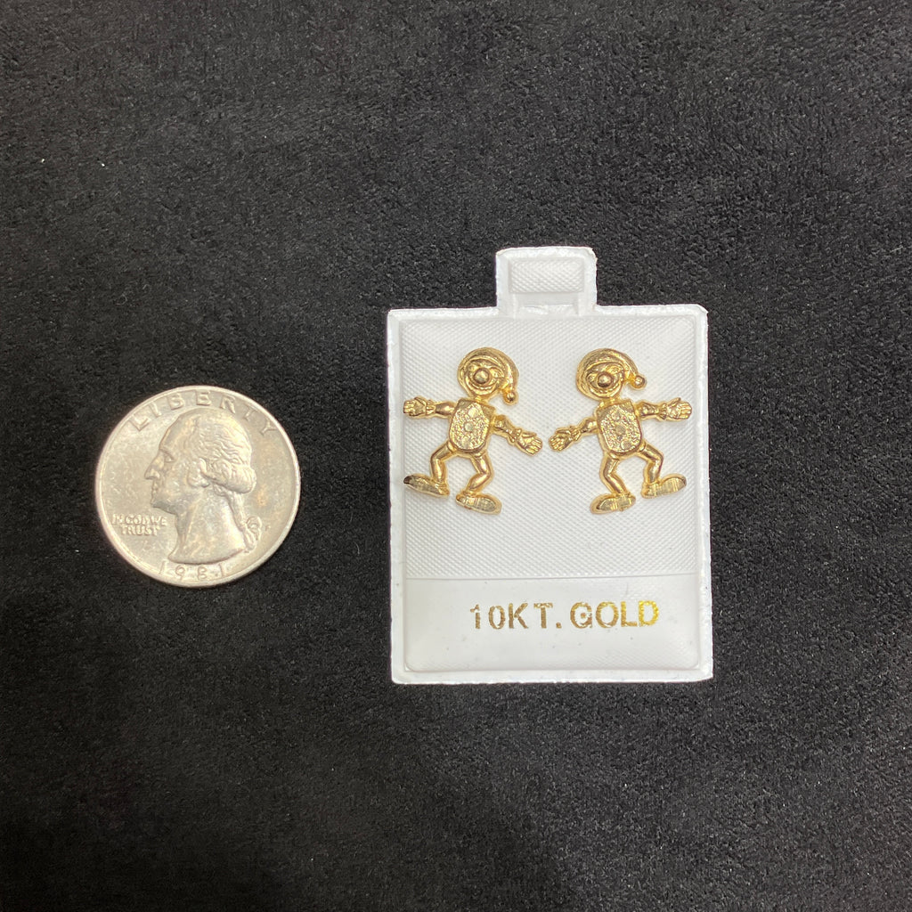 10K Yellow Gold Playing Card Character Stud Earring Set
