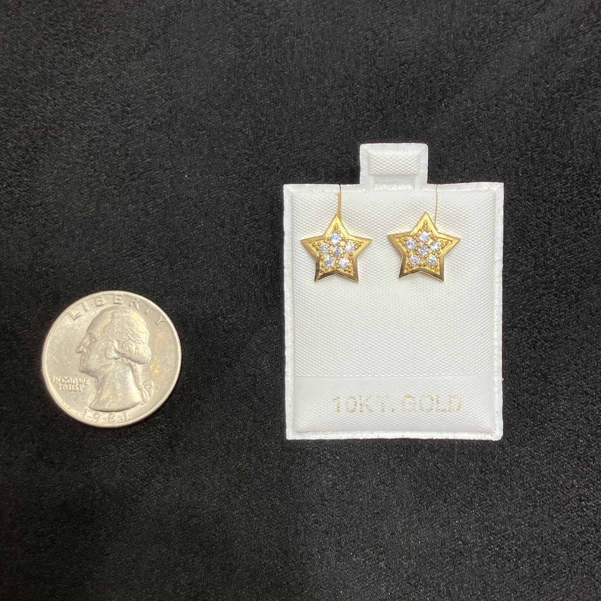10k Yellow Gold Star Clip-On Earrings with Cubic Zirconia