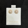10k Yellow Gold Circle Stud Earrings with Simulated Cubic Zirconia