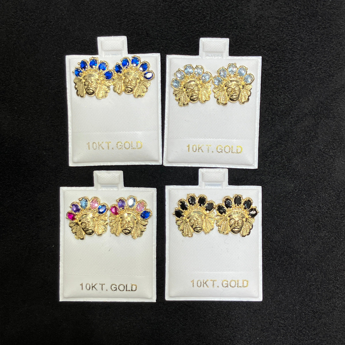 10K Yellow Gold Indian Head Earring Set
