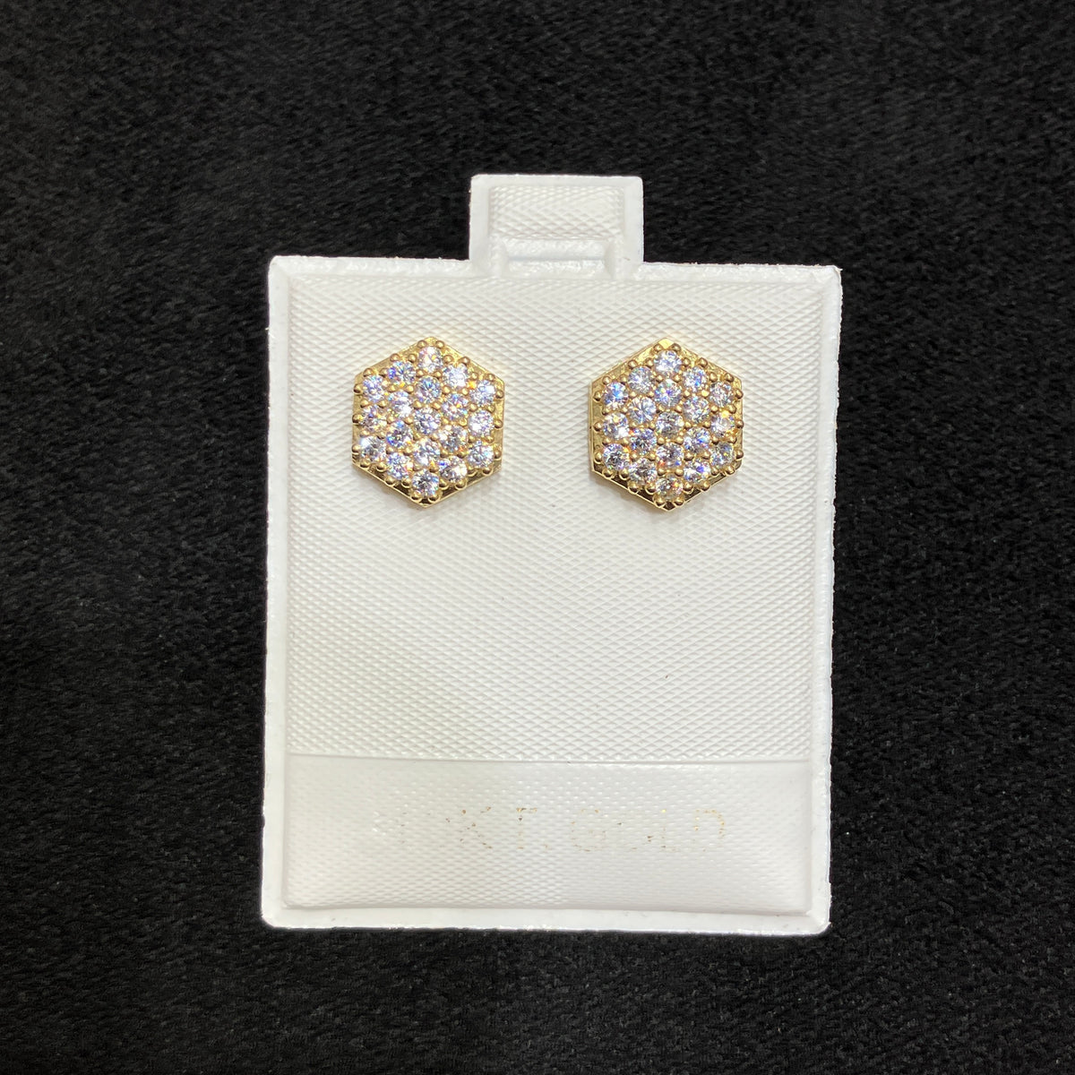10K Yellow Gold CZ Stud Earrings