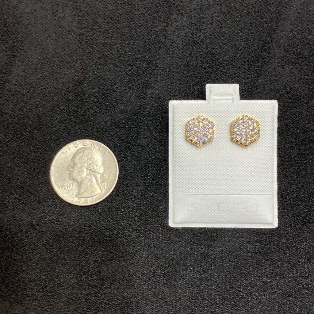 10K Yellow Gold CZ Stud Earrings
