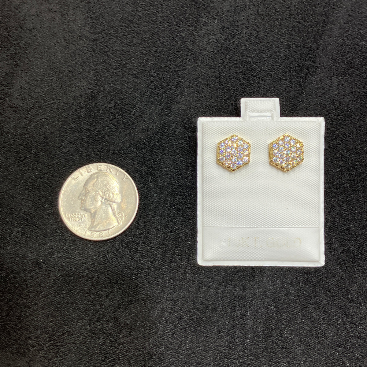 10K Yellow Gold CZ Stud Earrings
