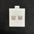 10K Yellow Gold Square CZ Stud Earrings